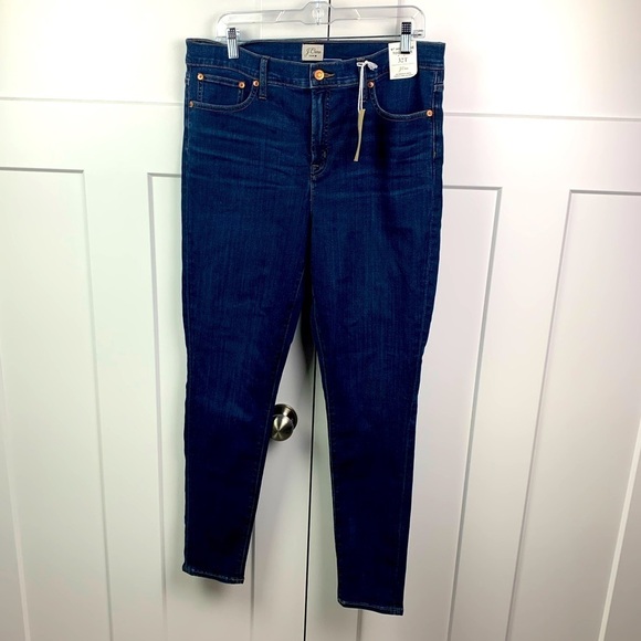 J Crew 9” Mid Rise Toothpick Skinny Jeans Dark Wash Stretch Size 32T Tall - Picture 1 of 10